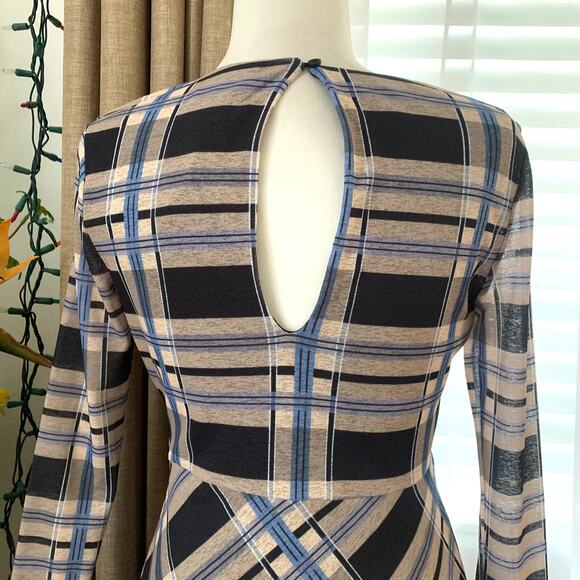 Topshop Check Print Long Sleeve Midi Dress in Multicolor - Picture 9 of 12